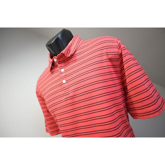 Nike Golf Polo Dri Fit Atheltic Striped Cotton Blend Shirt Mens Sz Large - Picture 1 of 10
